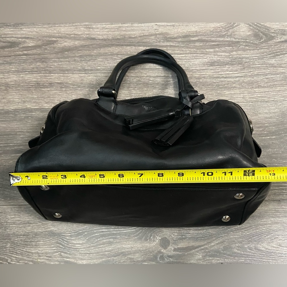 Coach Black Leather Handbag Satchel Silver Hardware - Picture 16 of 16